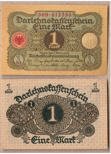 GERMANIA 1 Mark 1920 fior di stampa Weimar